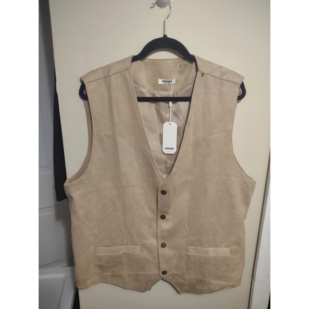 Coofandy‎ Men's Faux Suede Vest XL Wedding Classic Office Casual Business
